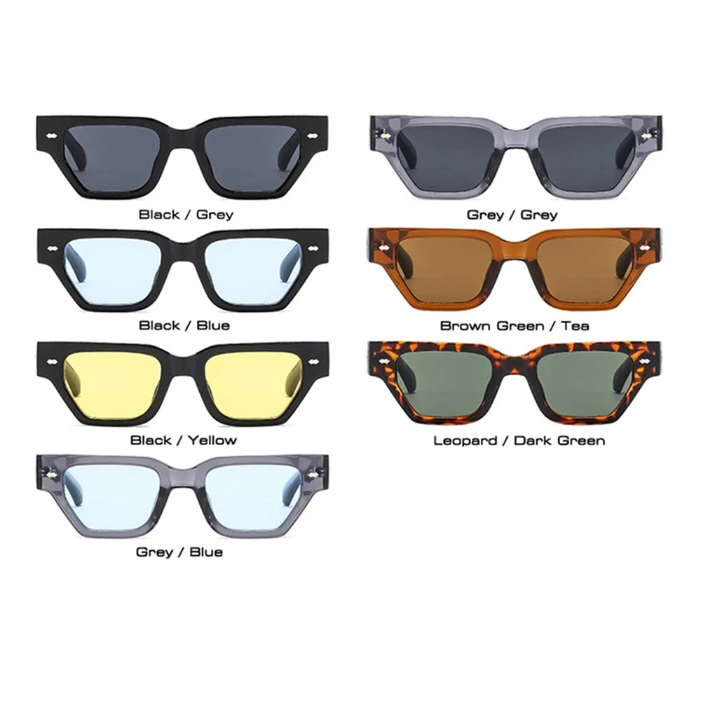 JNPCXI Retro Cat Eye Women Sunglasses Fashion Rivets Men Black Yellow Shades UV400 Sun Glasses
