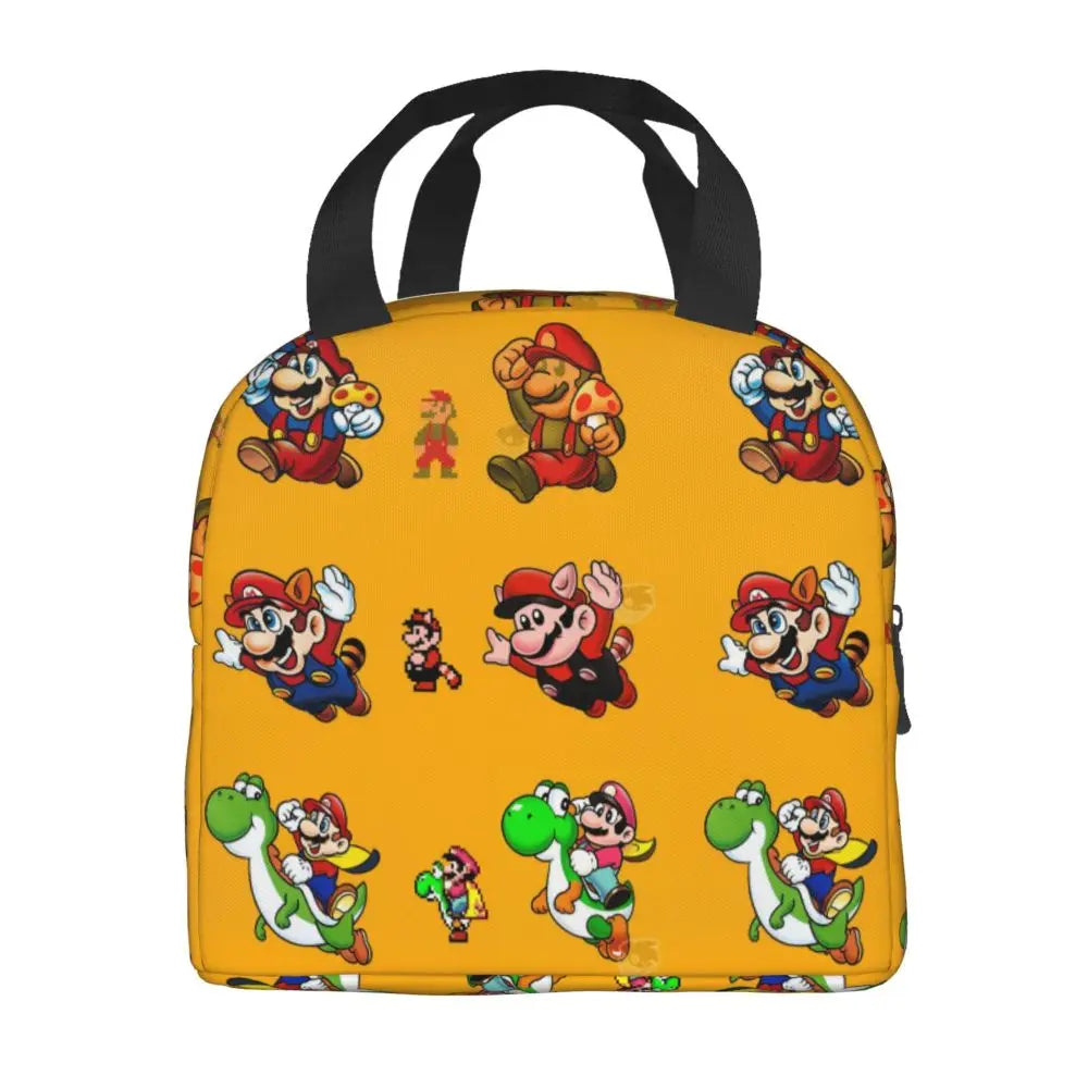 Custom Mario Super Bros Insulated Lunch Bag Reusable Thermal Cooler Lunch Box M6