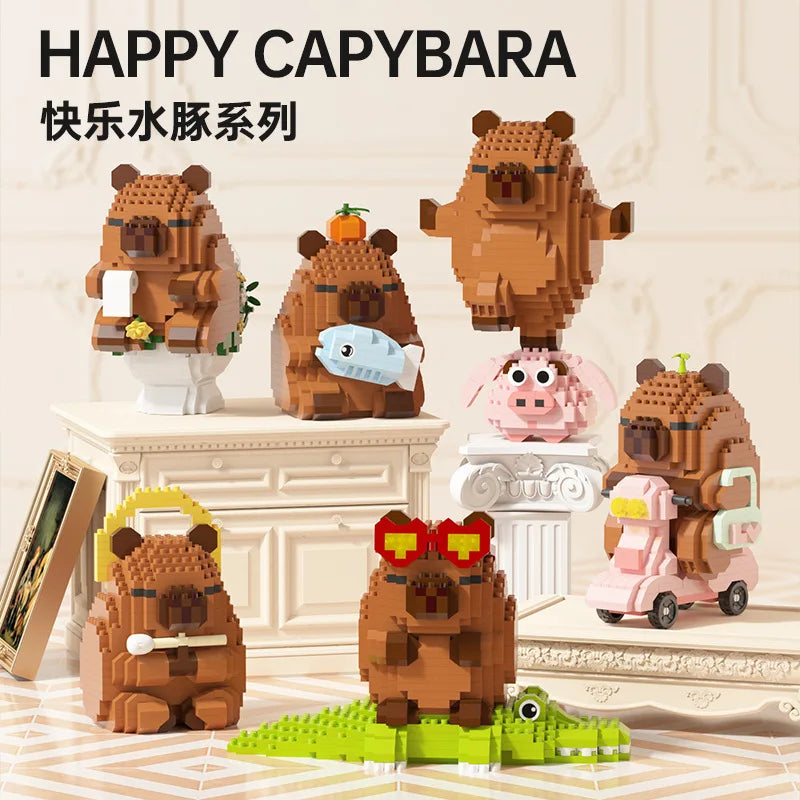 Happy Capybara Building Blocks Educational STEM Kid Toys Creative Assembly Model