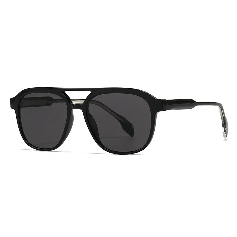 JNPCXI Fashion Double Bridges Square Men Luxury Sunglasses Retro Women Tea Gradient Shades UV400 Sun Glasses