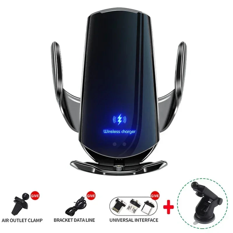 15W Car Magnetic Wireless Charger Automatic Car Mount Phone Holder For iPhone Samsung Infrared Induction Fast Charging
