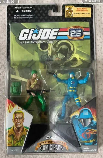 Original Hasbro G.I. Joe A REAL AMERICAN HERO COMIC PACK DUKE & COBRA COMMANDER Anime Figure Toy Collection Model