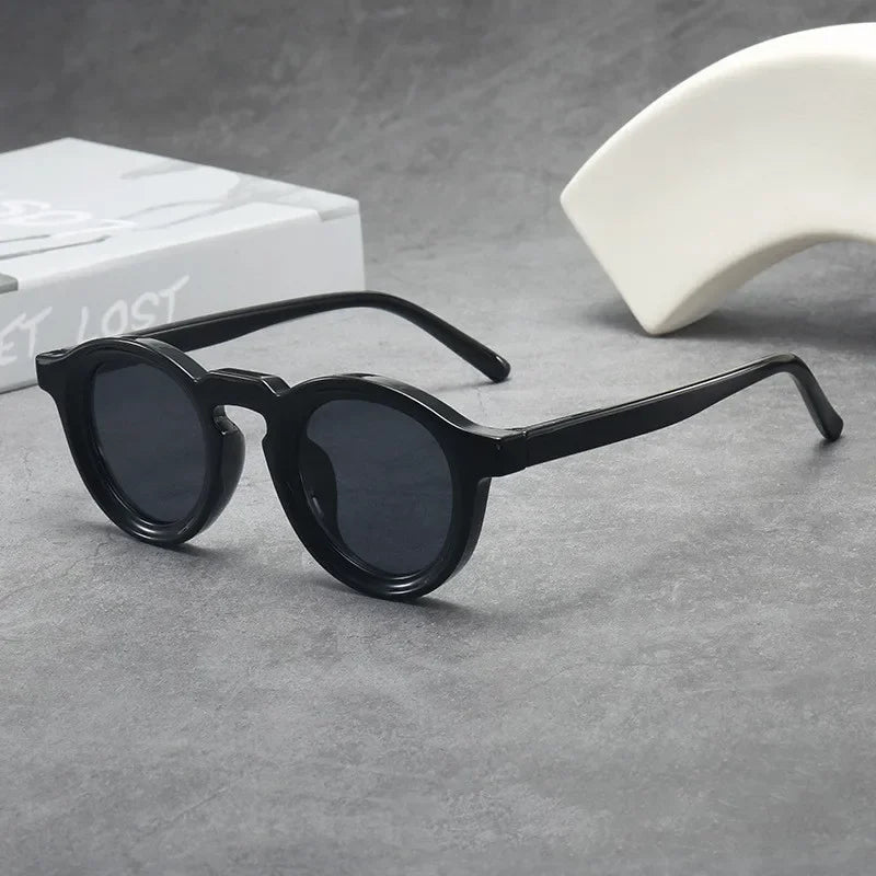 JNPCXI New Round Sunglasses Women Men Punk Shades Retro Trending Sun Glasses Clear Lens Frame UV400 Female