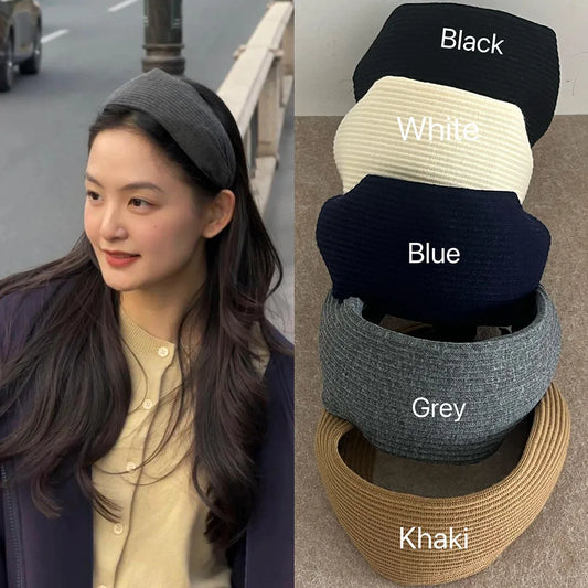 Retro Knitted Widened Headband for Women Elegant Simplicity All-Match Going Out Hairband Fashion Hair Accessories