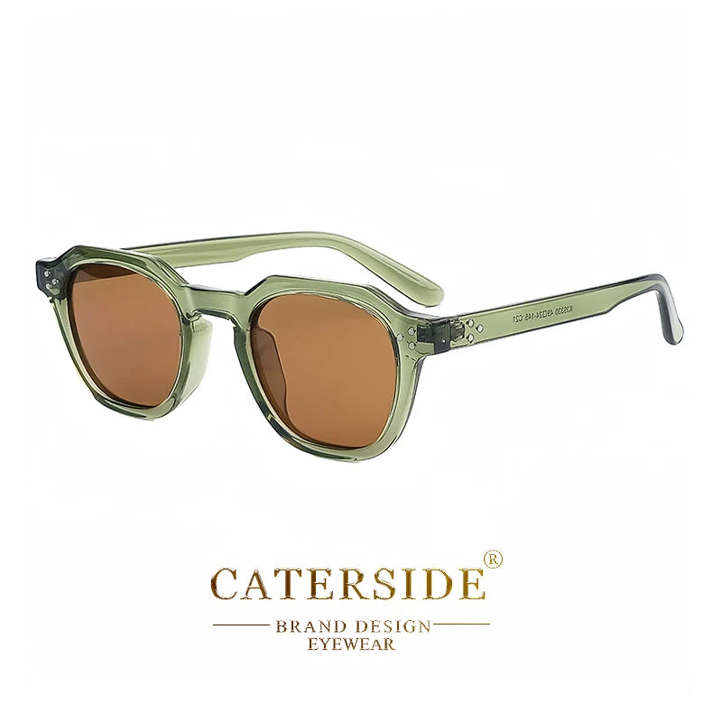 CATERSIDE Retro Polarized Sunglasses Men Acetate Temple / TR Frame Polygon Women Sun Glasses High Quality Travel UV400 Eyewear