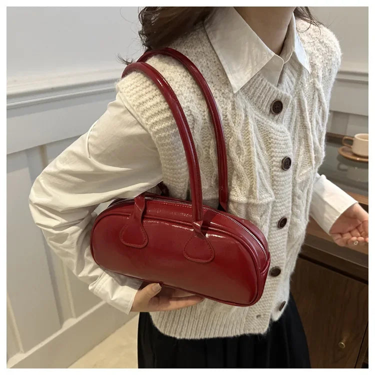 Advanced Sense Retro Pu Zipper Ladies Shoulder Bags Light Luxury Bags for Women