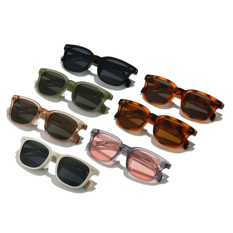 JNPCXI Fashion Square Rivets Men Sunglasses Shades UV400 Retro Women Jelly Color Sun Glasses