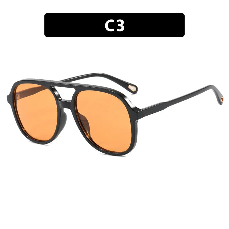 JNPCXI Retro Sunglasses Men Women Square Pilot Sunglasses Vintage Trendy Plastic Frame Sun Glasses