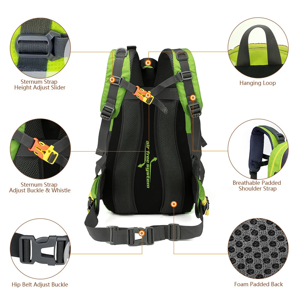 40L Water-Resistant Travel Backpack, Camping Hiking Laptop Daypack Walking Bags