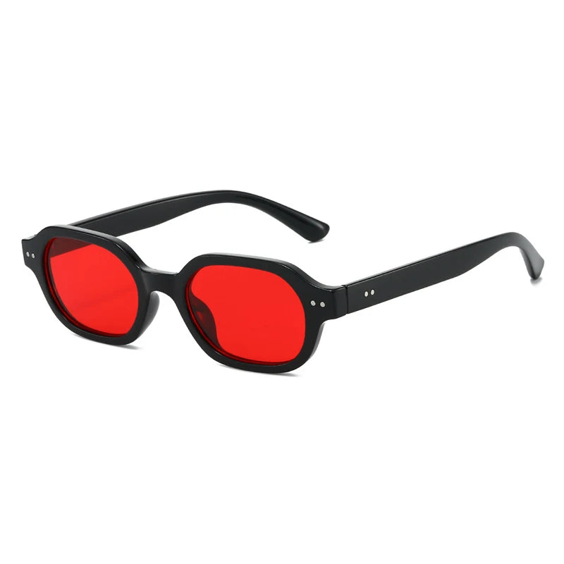 JNPCXI Vintage Rivets Square Sunglasses Women Fashion Clear Tea Tea Gradient Shades UV400 Men Trending Punk Sun Glasses