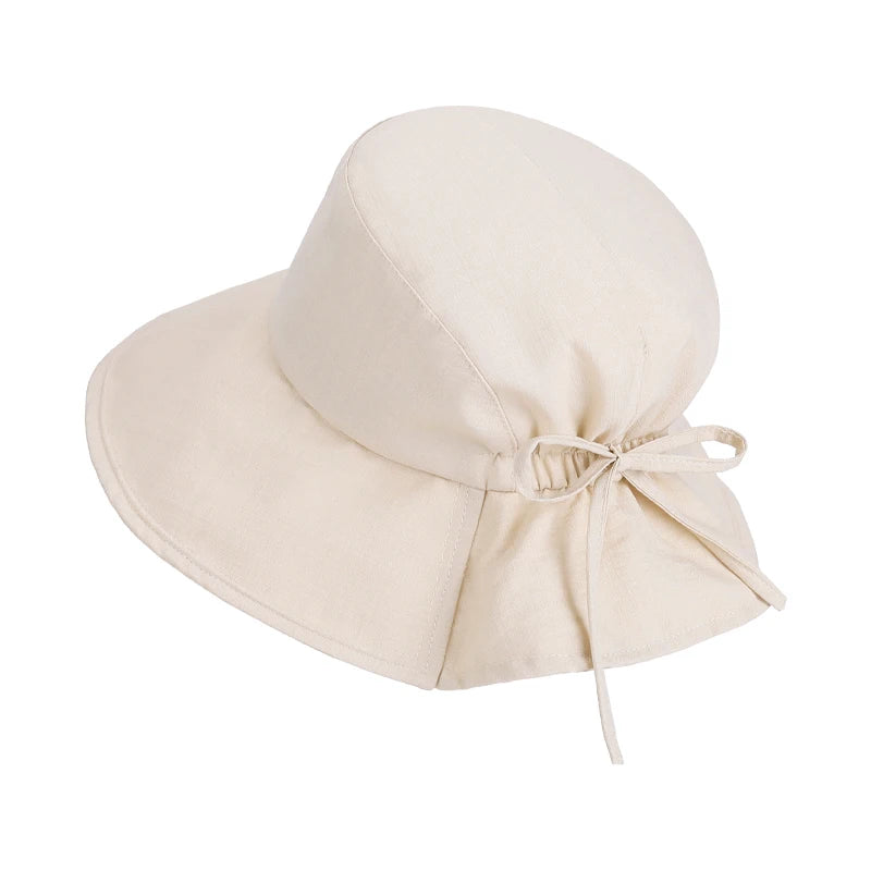 6152-New summer outdoor wide-brimmed sun hat for children, making the face look smaller. Fashionable bow hat for fishermen.