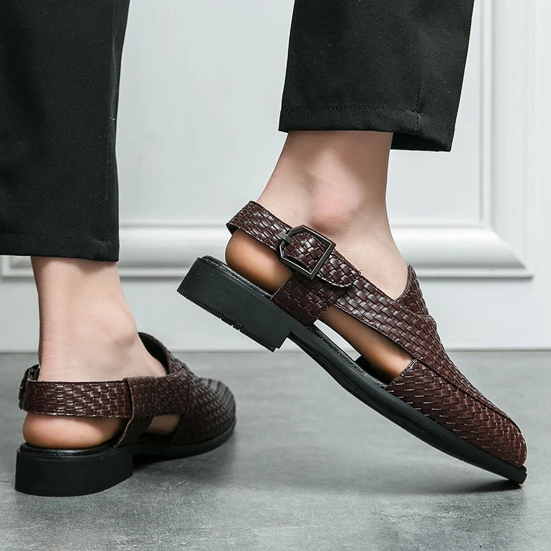 Summer High Quality Brogue Shoes Sandals Men British Style Casual Leather Sandals For Men Yuppie Business Shoe Male