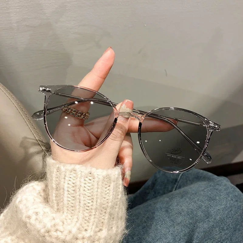 2PCS Photochromic Anti Radiation Metal Computer Glasses Anti Blue Light Eyeglasses for Women/Men