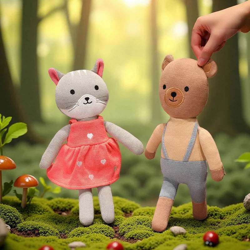 1pc 30cm Cute Rabbit Wear Cloth With Dress Plush Toy Stuffed Soft Animal Dolls Panda Cat Dog For Baby Birthday Gift