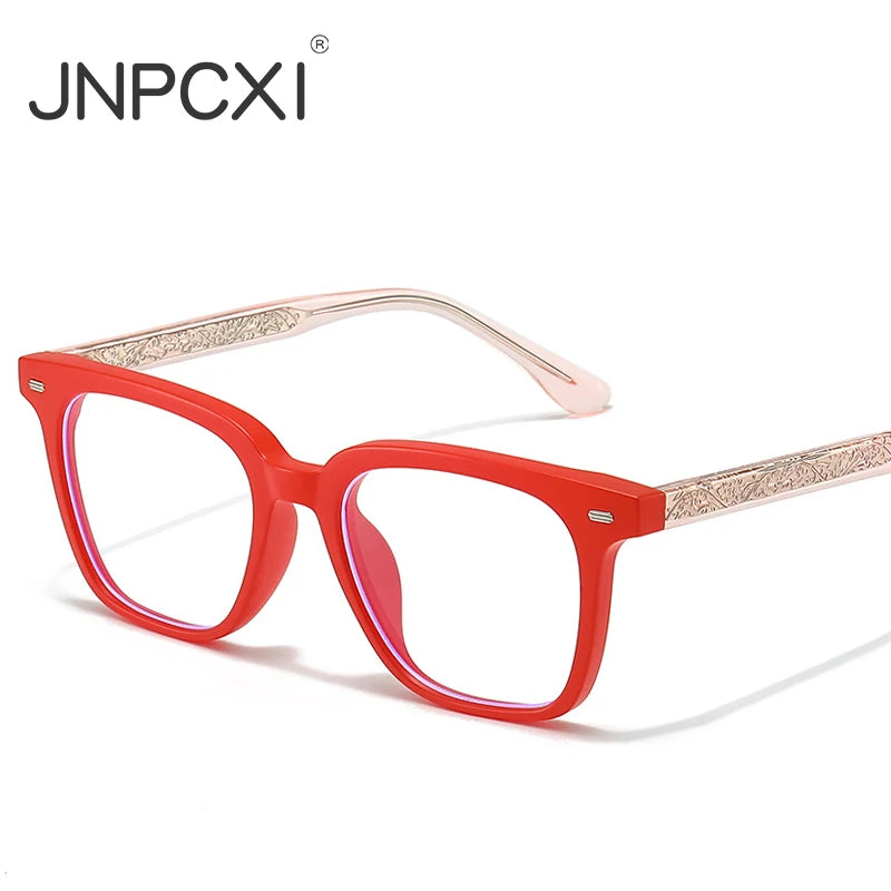 JNPCXI Fashion Unisex Square Prescription Glasses TR90 Anti Blue Light Clear Lens Reading Eyewear Optical Myopia Eyeglasses