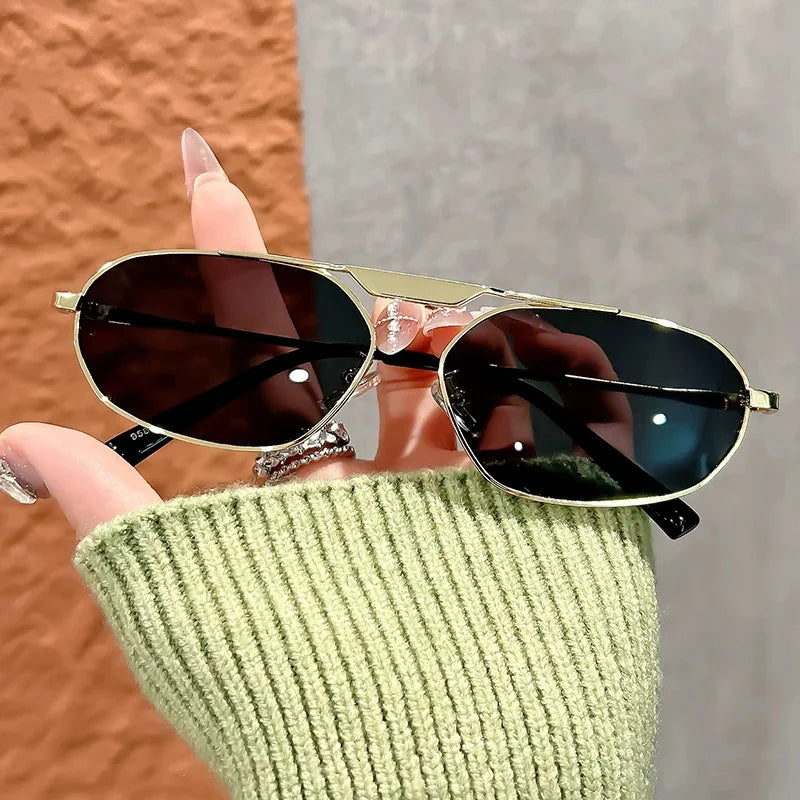 JNPCXI NewRetro Metal Cat Eye Women Sunglasses Fashion Brand Designer Irregular Polygon Men Punk Shades UV400 Sun Glasses