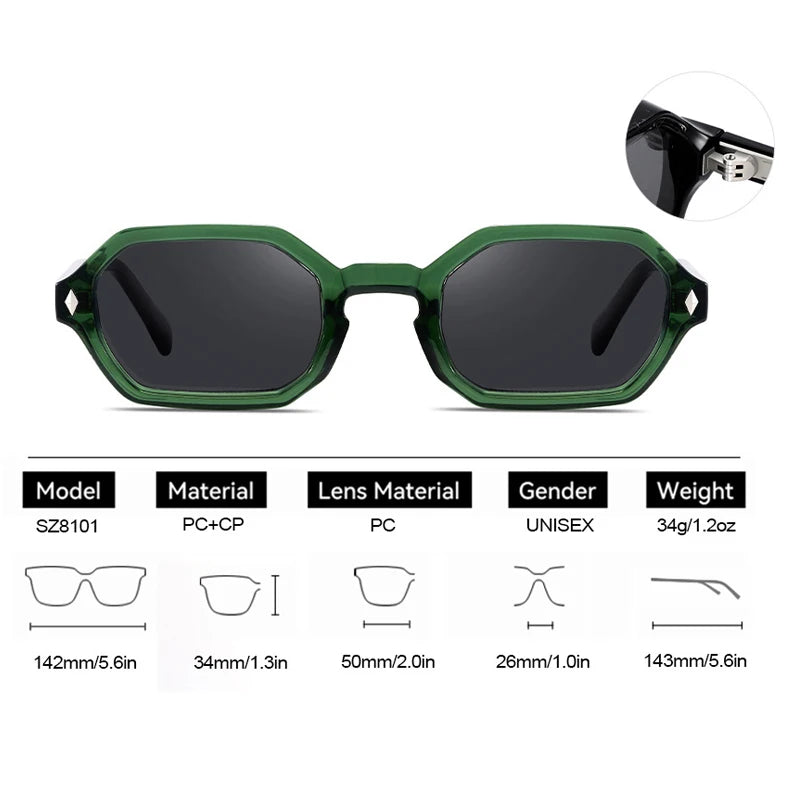 JNPCXI New Fashion Square Punk Sunglasses Men Women Luxury Brand Design Popular Gradient Sun Glasses Travel Eyewear