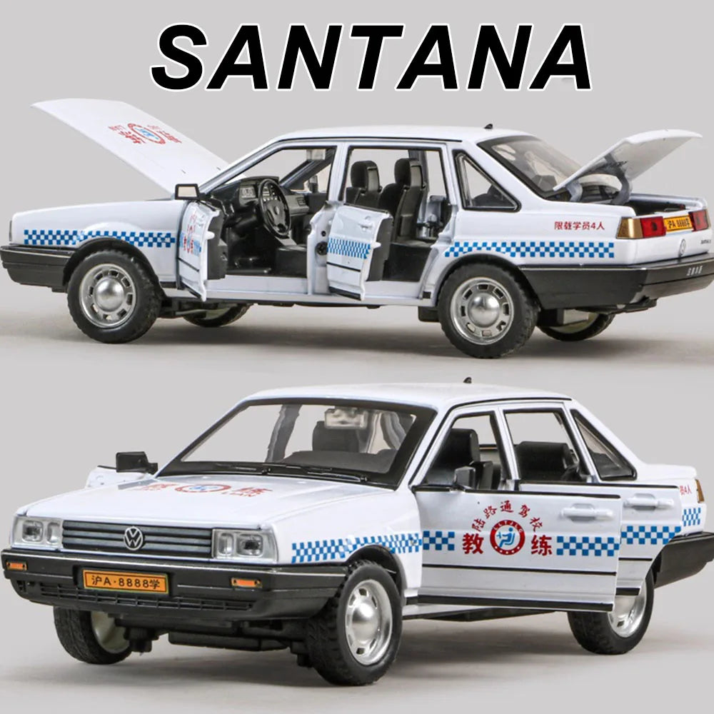 1/24 Santana Models Car Toys Diecast Alloy Police Cars 6 Doors Opened Rubber Tires Sound Light Vechices Birthday Gifts for Kids