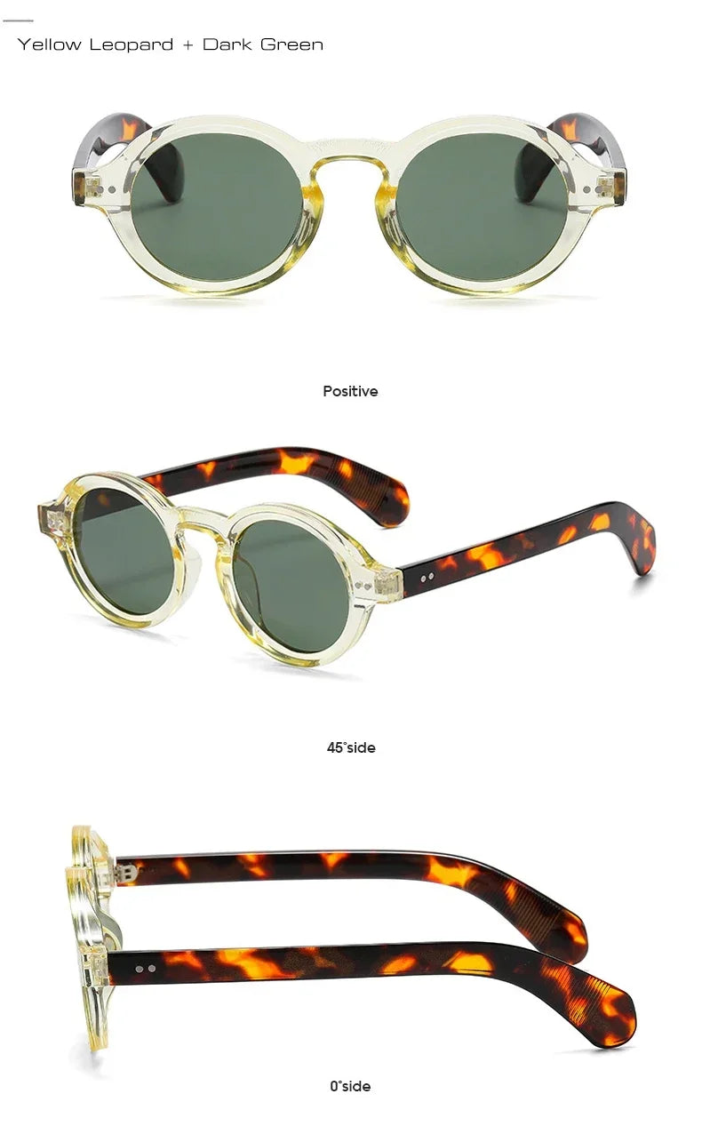 JNPCXI Retro Round Women Polarized Sunglasses Fashion Rivets Decoration Men Punk Shades UV400 Leopard Sun Glasses