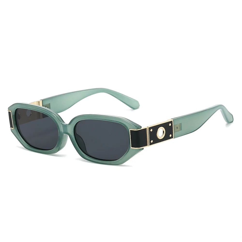 JNPCXI New Polygon Rectangle Women Sunglasses Fashion Gradient Green Shades UV400 Men Trending Outdoor Sun Glasses