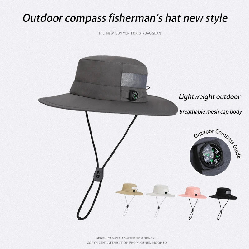6146-New summer sun protection hat for ladies, quick-drying, waterproof and breathable wide-brimmed fishermanhatformenfishingand
