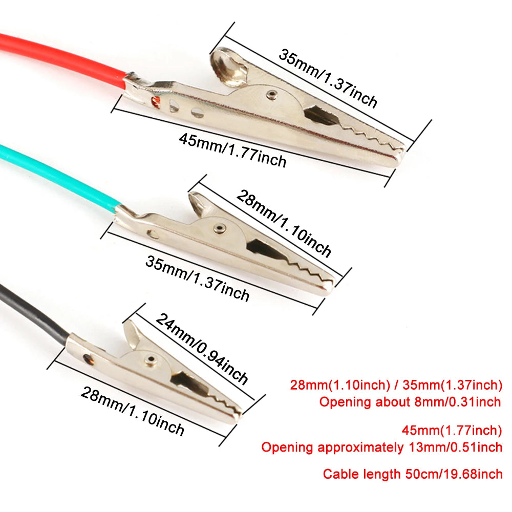 10pcs 50cm Clip Number 28/35/45mm Alligator Clips with Wirescwith Alligator Clips for Electrical Alligator Clip