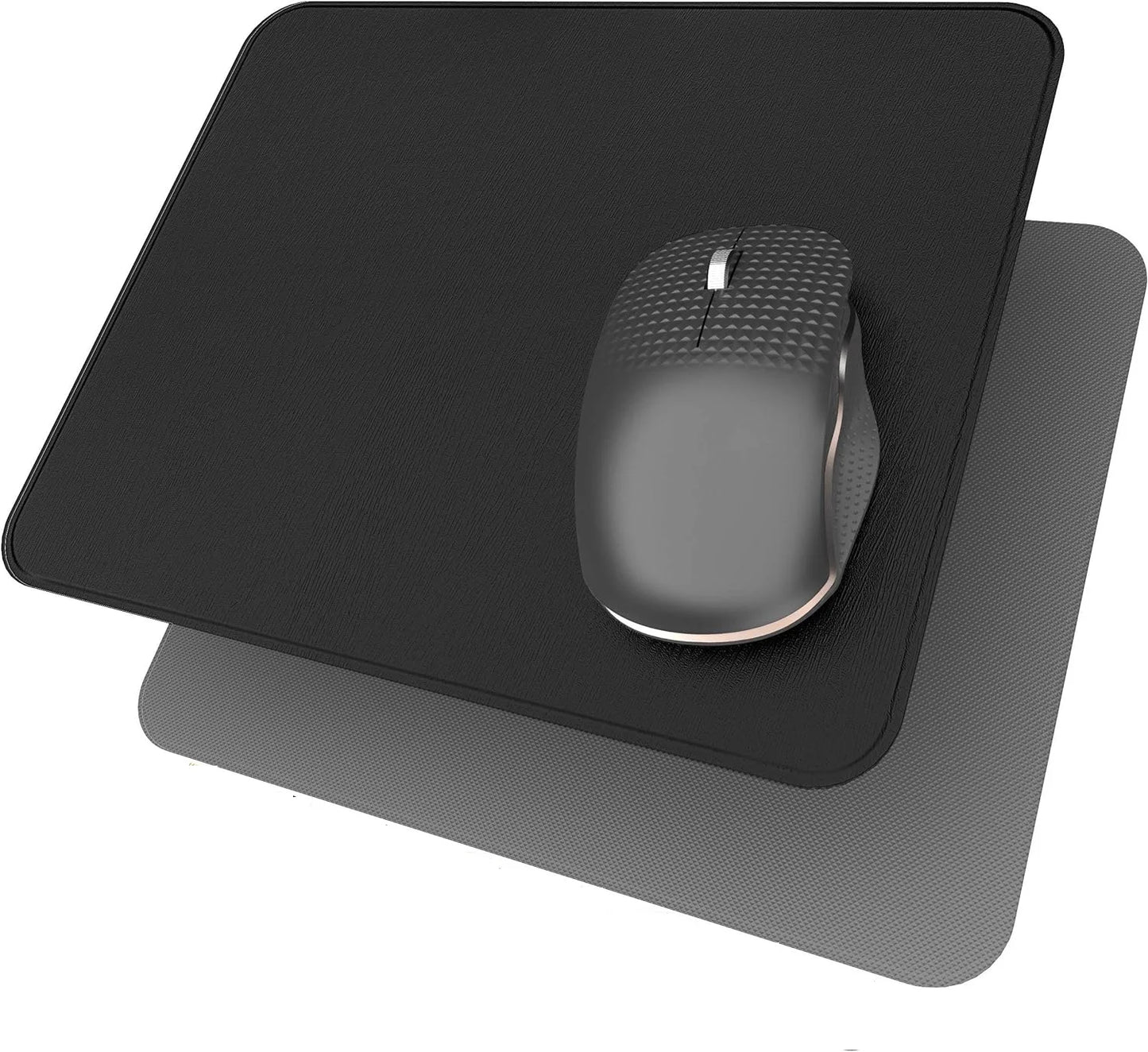 Hard Mouse Pad, Ultra Thin Wood-Textured PU Leather Mouse Mat, Non-Slip Rubber Base Mousepad for Office/Home/Gaming