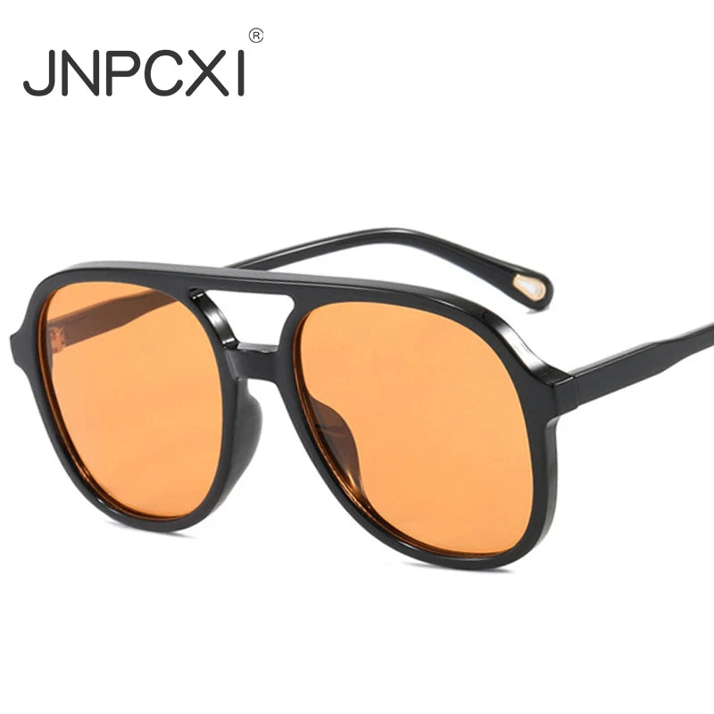 JNPCXI Retro Sunglasses Men Women Square Pilot Sunglasses Vintage Trendy Plastic Frame Sun Glasses