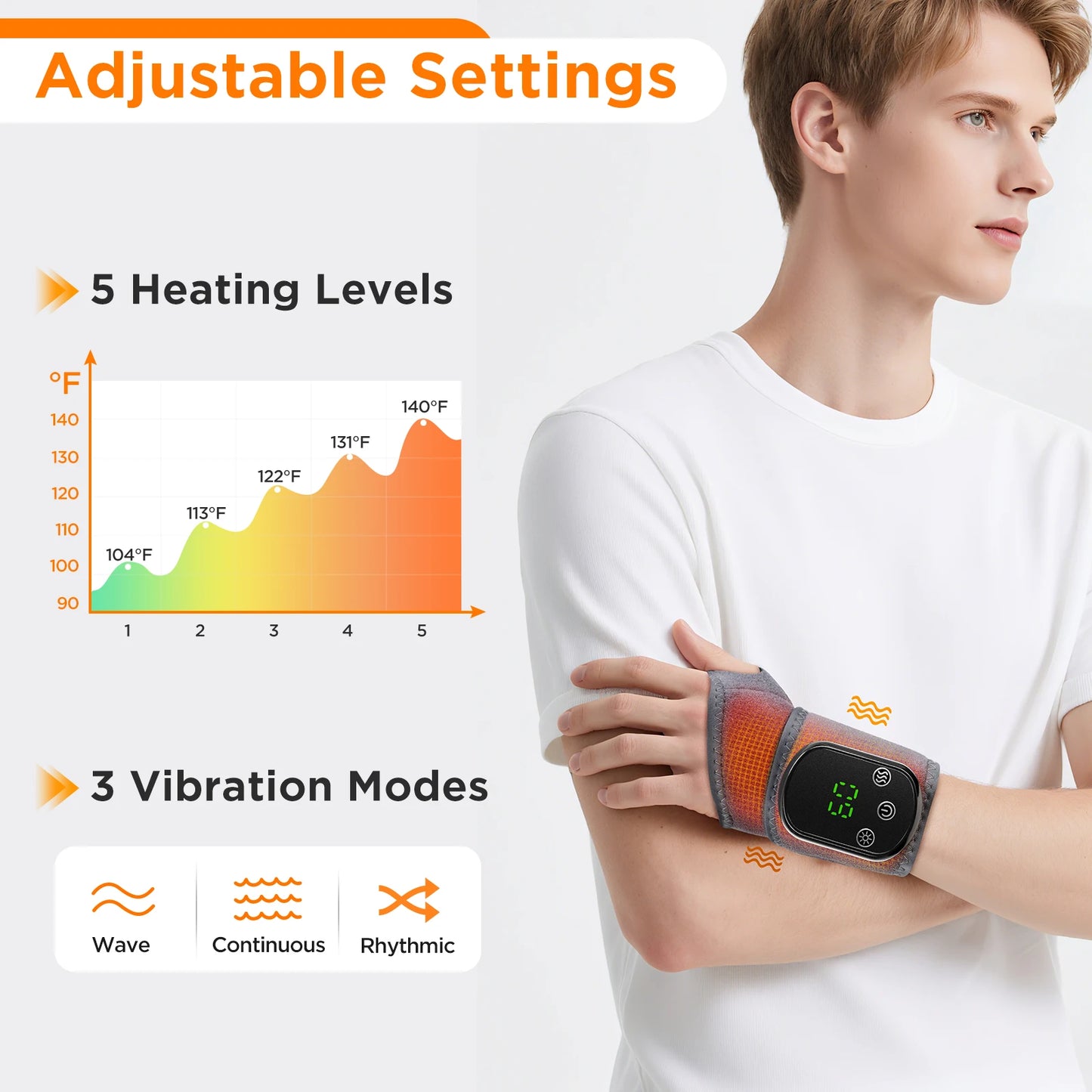 Eletric Heating Wrist Guard Protective Belt 3 Levels Adjustment Heated Rechargeable Thermal Hand Wristband With Support Plate