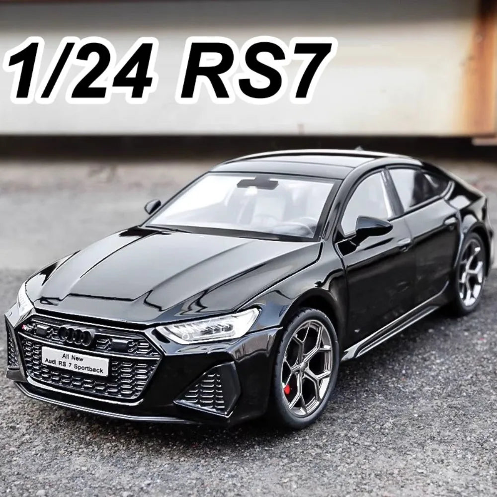 1:24 RS7 Sportback Diecast Model Alloy Toys Car Doors Opened Sound Light Pull Back Front Wheel Steering for Children's Toy Gifts