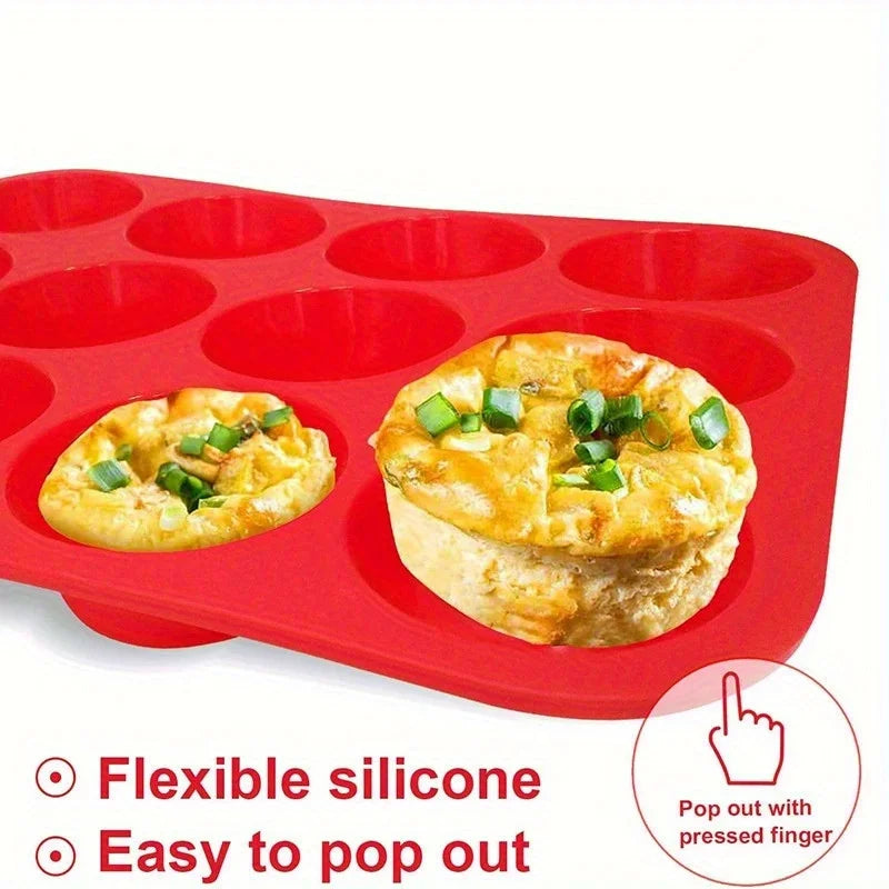 1pc Premium Non-Stick Silicone Muffin Pan,12-Cavity Oven-Safe Baking Tray, Easy Release & Clean, for Perfectly Baked Goods