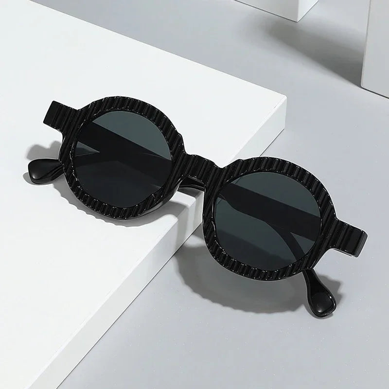 JNPCXI New Fashion Round Sunglasses Women Double Green Gradient Color Shades UV400 Men Punk Trending Sun Glasses
