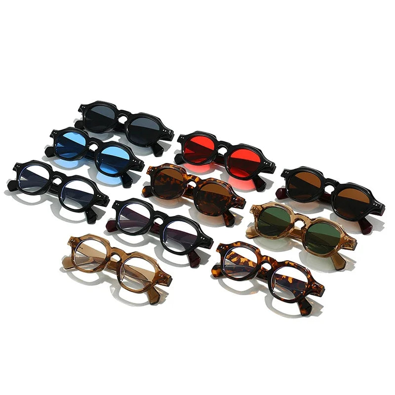 JNPCXI New Fashion Small Polygon Square Sunglasses Women Retro Rivets Shades UV400 Men Red Blue Sun Glasses