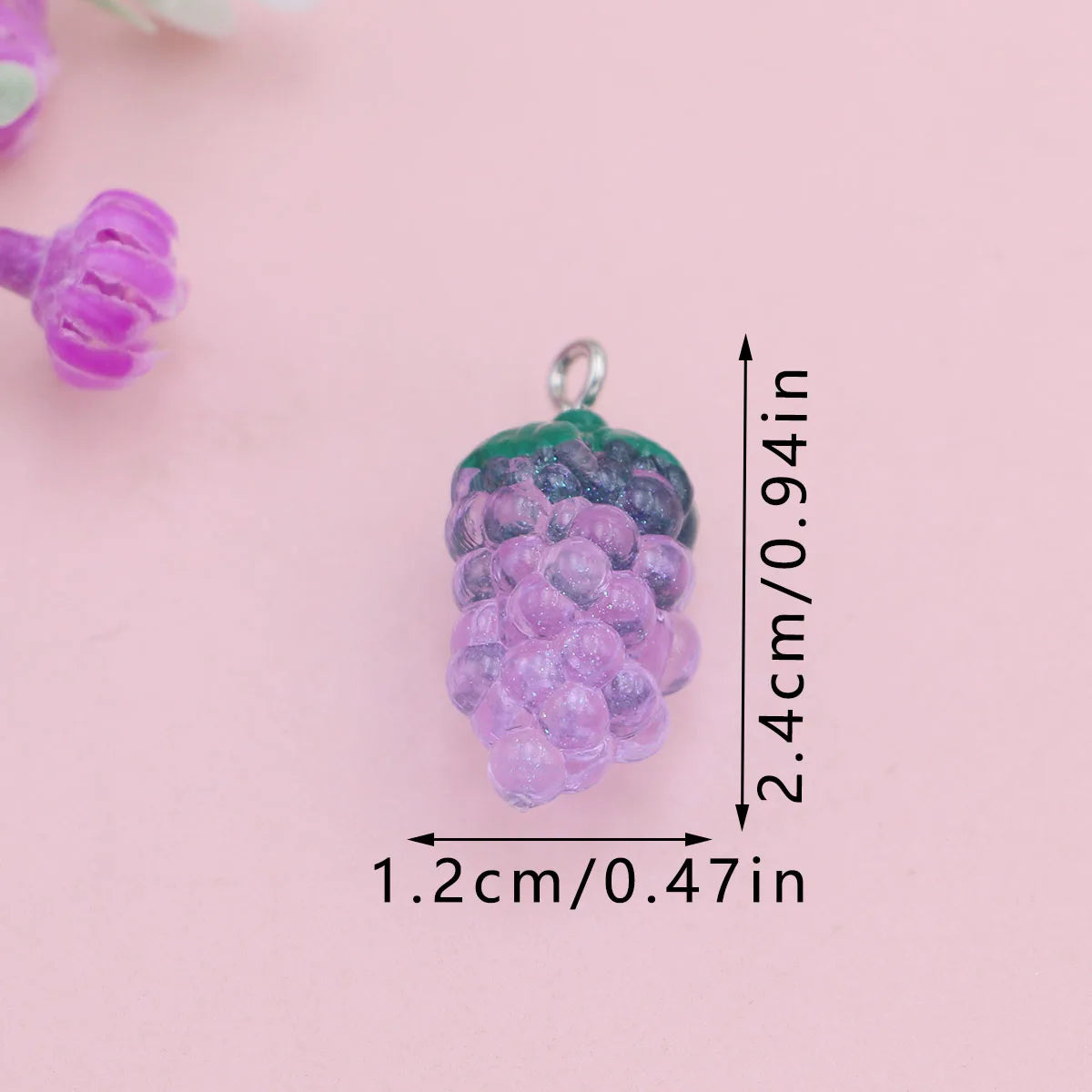 10pcs Simulated Acrylic Purple Grape Charms Pendants for Jewelry Making DIY Phone Case Key Chain Earring Dollhouse
