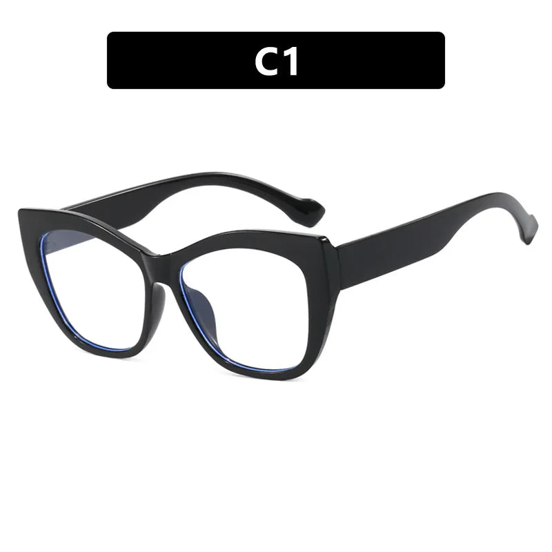 JNPCXI New Fashion Double Color Cat Eye Women Glasses Frame Clear Anti Blue Light Optical Leopard Eyewear