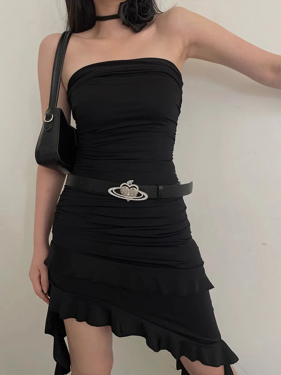 Belt Women With Jeans Black Heart-Shaped Simple Belt 2024 New Summer Korean Version Of The INS Trend