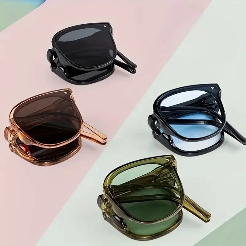 Women's Folding Fashionable Glasses Lightweight Summer Small Face Square Frame Japanese and Korean Style Accessories