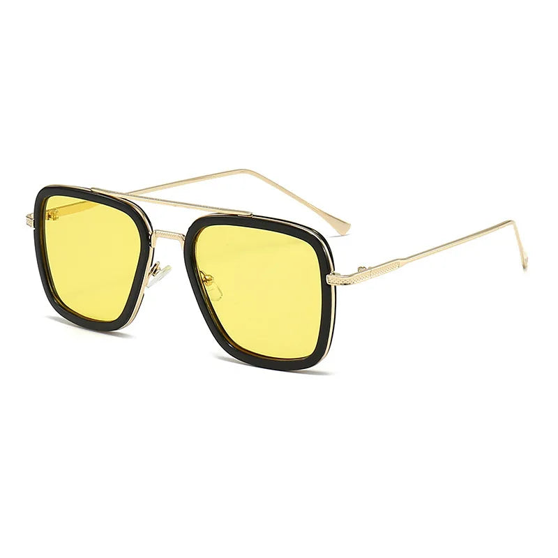 Explosive Double Beam Metal Sunglasses European and American Fashion Box Sunglasses Unisex Trendy Driving Sunshades