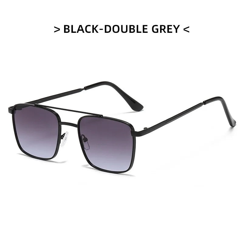 Fashion Metal Square Frame Women's Outdoor Sunglasses Classic Double Beam Glasses