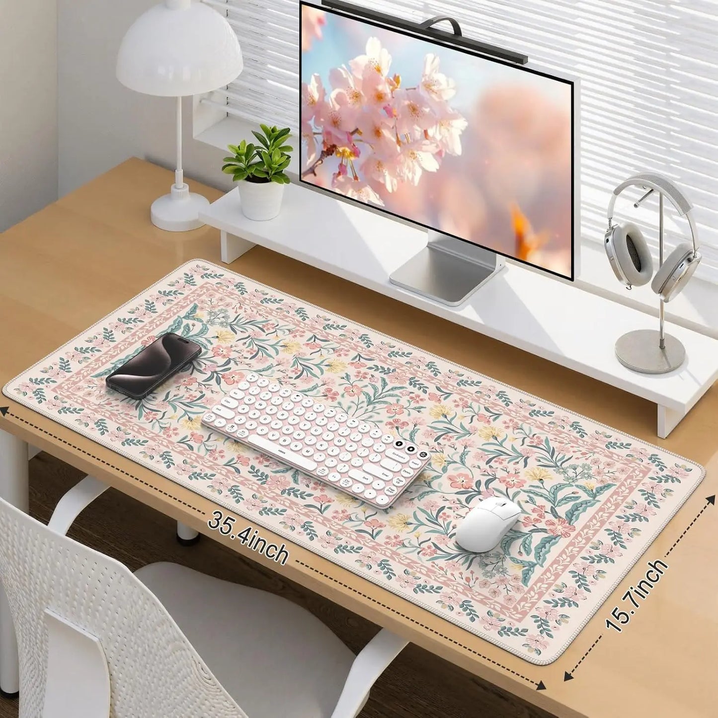 Desk Mat for Keyboard and Mouse, Large Mouse Pad, Desk Pad Mat, Anti-Slip Big Mousepad with Stitched Edges for Computer Desktop