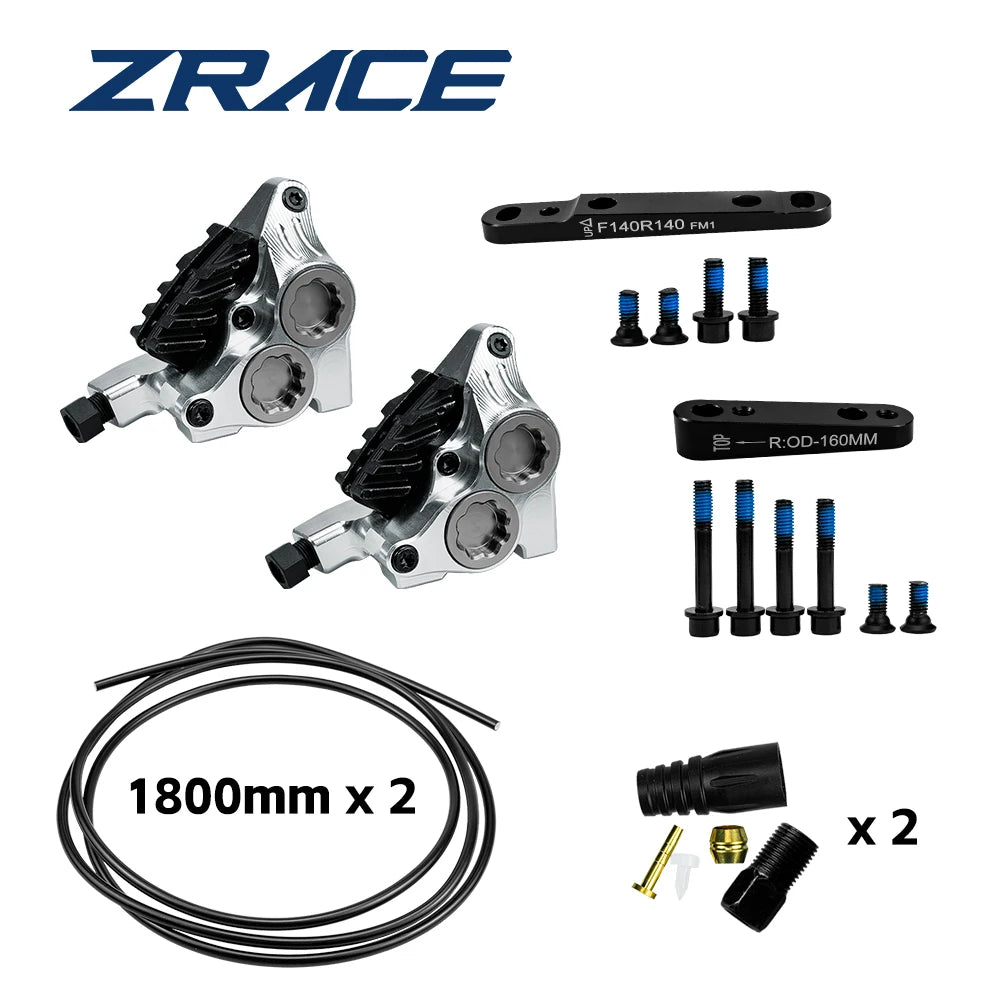ZRACE XG4 Road Hydraulic 4-Piston Caliper, Ice Technology Cooling Pads, Flat Mount CNC Lightweight Disc Brake