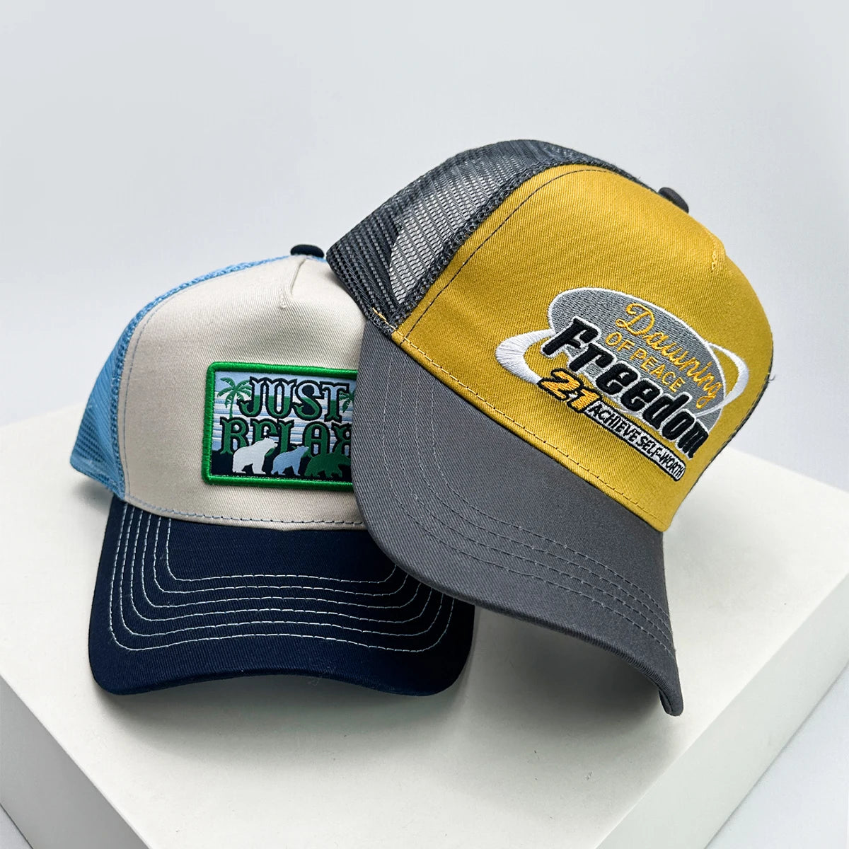 New Unisex PATCH Letter Embroidery Baseball Hats Sunshade Hip Hop Breathable Color Block Trucker Caps Fashion Mesh Versatile ins