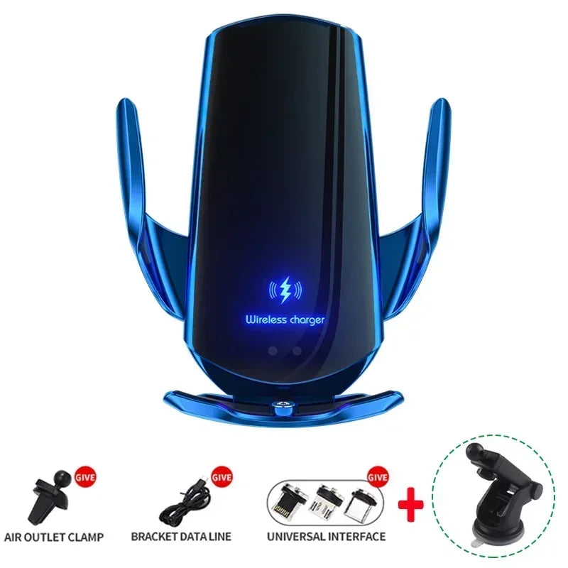 15W Car Magnetic Wireless Charger Automatic Car Mount Phone Holder For iPhone Samsung Infrared Induction Fast Charging