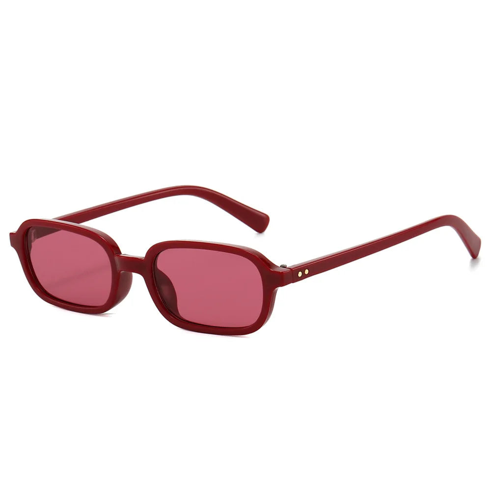 JNPCXI New Retro Small Rectangle Sunglasses Women Fashion Rivets Leopard Champagne Shades UV400 Men Punk Sun Glasses