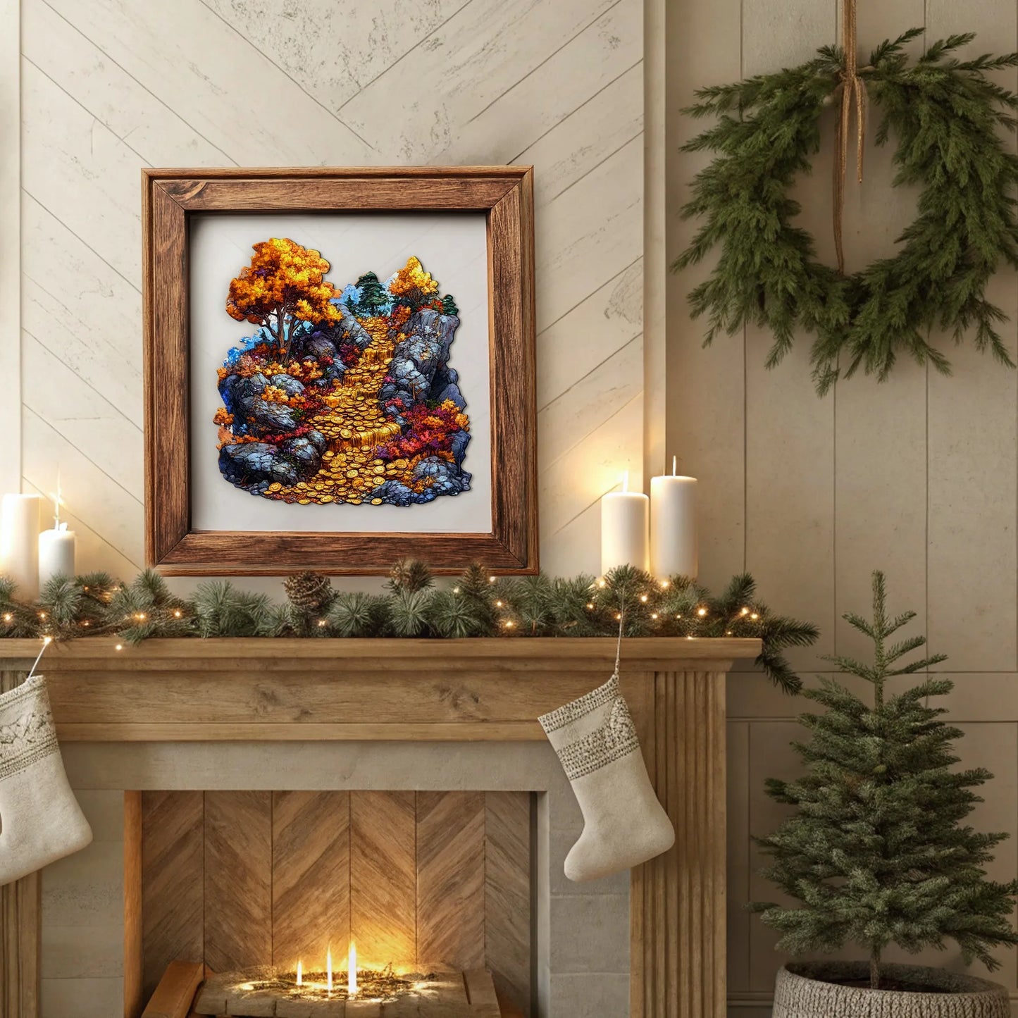 Autumn Scenery Wooden Jigsaw Puzzle Art Style Wooden Decor Painting Christmas and Halloween Gift Toy for Teen and Kid