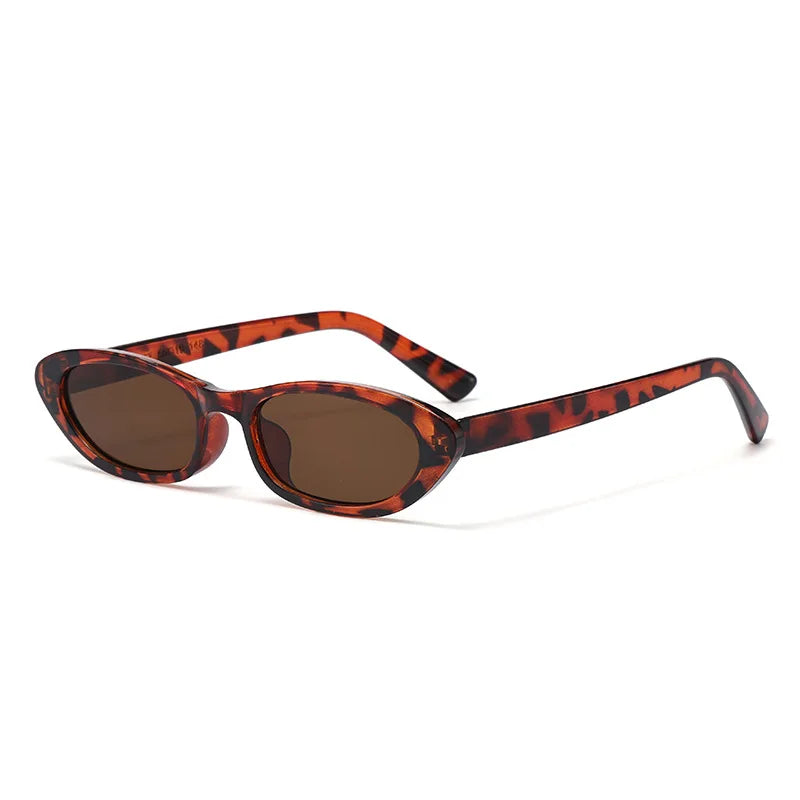 JNPCXI New Women's Black Sunglasses Fashion Small Oval Frame Sun Glasses Ladies Retro Oval Eyewear Shade UV400