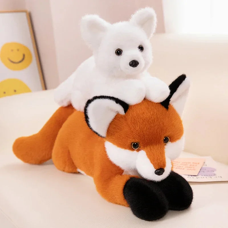 Realistic Furry Fox Plush Toys Soft Stuffed Long Tail White Red Fox Doll Huggable Pillow For Children Birthday Christmas Gift