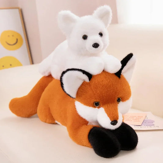 Realistic Furry Fox Plush Toys Soft Stuffed Long Tail White Red Fox Doll Huggable Pillow For Children Birthday Christmas Gift