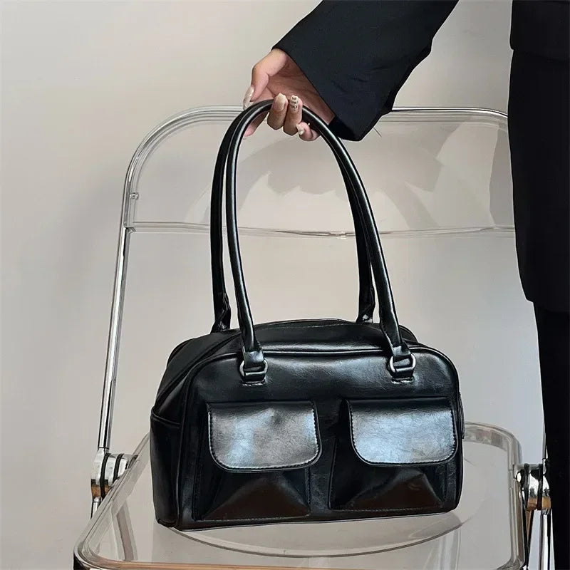 Vintage Ladies Commute Tote Business Shoulder Bag Pu Leather Female Underarm Bag