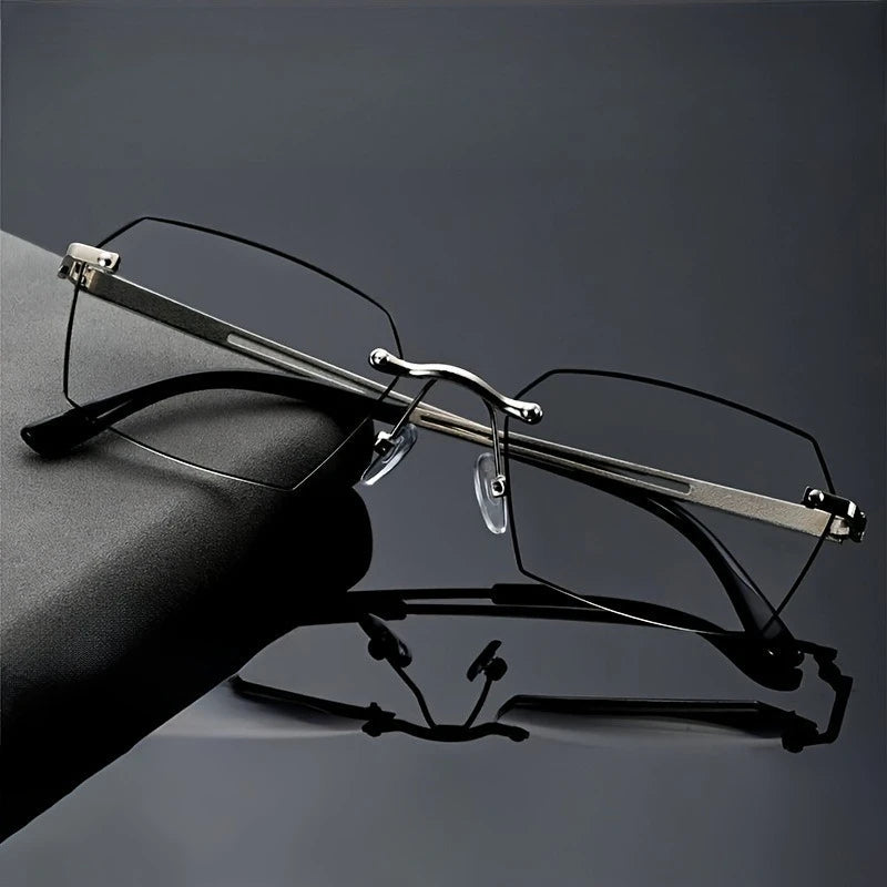 Fashionable Business Style Color Changing Reading Glasses with Hexagonal Frame Design, High-definition and Durable Glasses